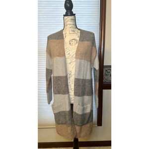 Knox Rose Large Gray and Tan Cardigan Duster